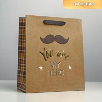 Пакет крафтовый You are my hero, 23 × 27 × 11.5 см